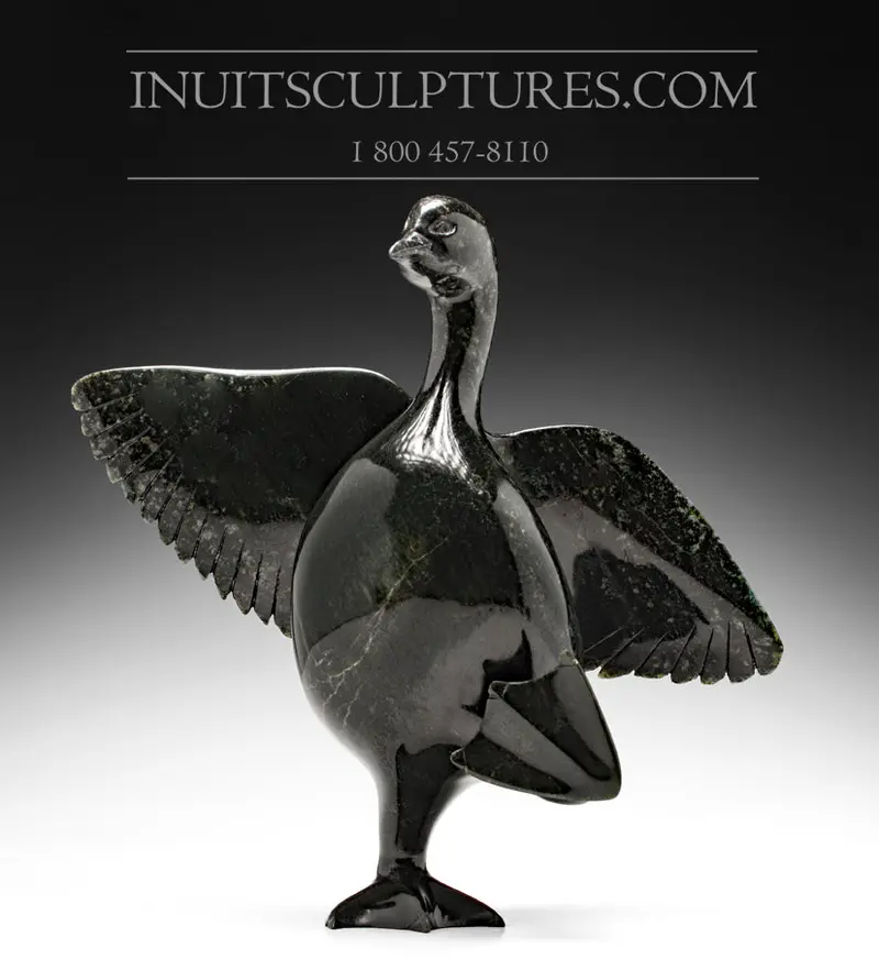 10-Inch Deep-Hued Dancing Goose Sculpture By Pudlalik Shaa 1