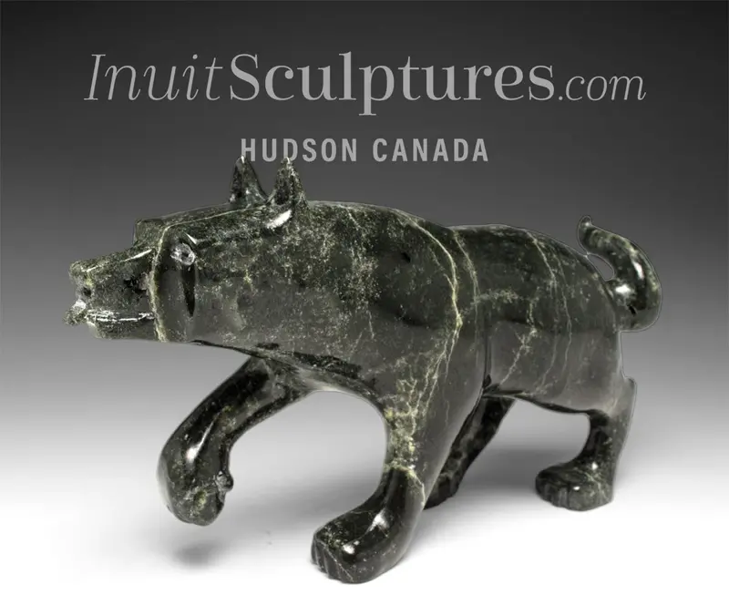 10-Inch Dog Sculpture By Kellyapik Etidloie — 'Bowser' Hand-Carved Arctic Companion 1