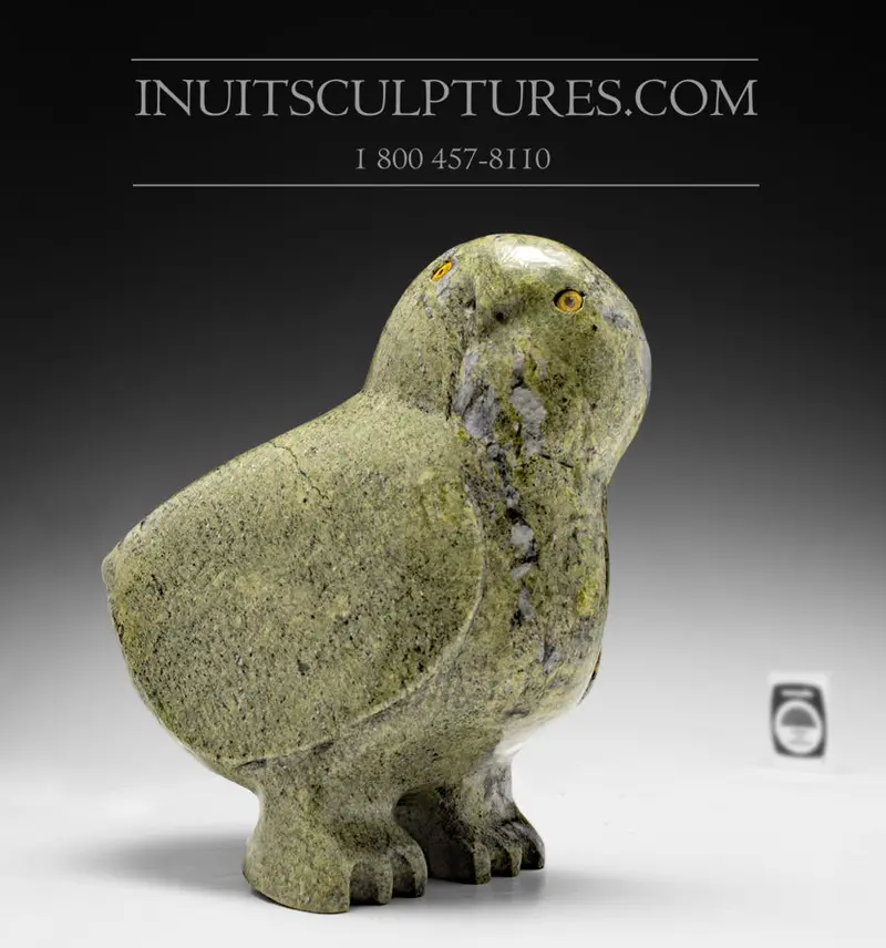 10-Inch Owl Carving By Kupapik Ningeocheak – 'Nester' 1