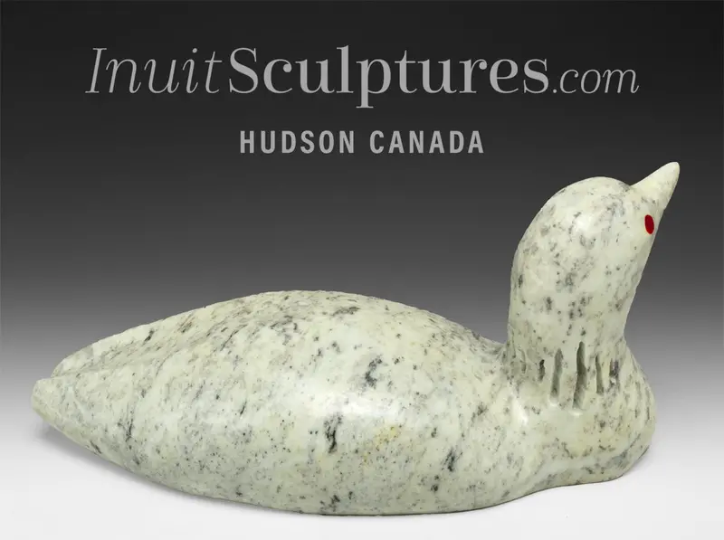 10-Inch Signature Loon Sculpture By Lyle Nasogaluak – 'Algae' 1