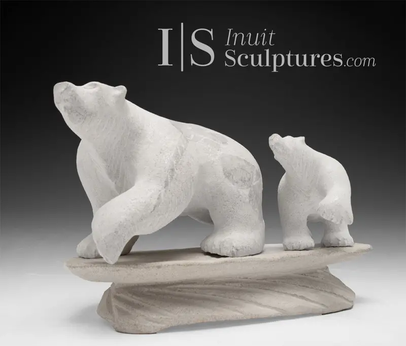 10" Mother Bear And Cub Sculpture By Esau Kripanik — 'Copy Cat' 1