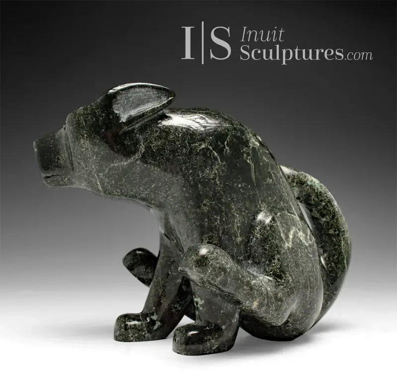 10" Seated Dog Sculpture By Kellyapik Etidloie — 'Good Dog' 1