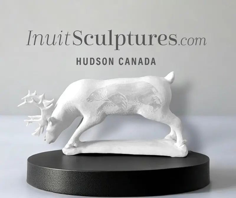 11-Inch Signature Caribou Figure By Esau Kripanik – 'Grazing' Design 1