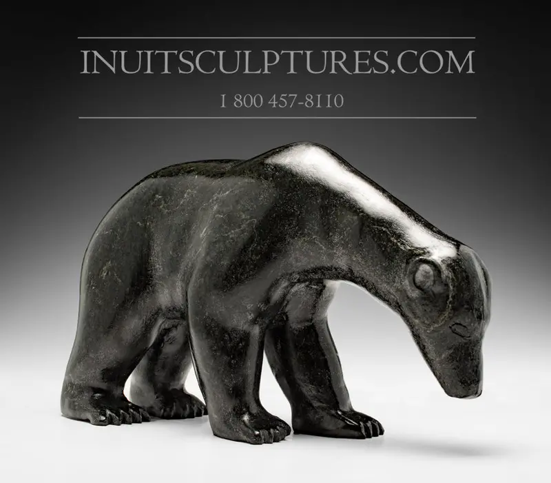 11-Inch Sleek Dark Walking Bear Sculpture By Noah Siusanginark 1