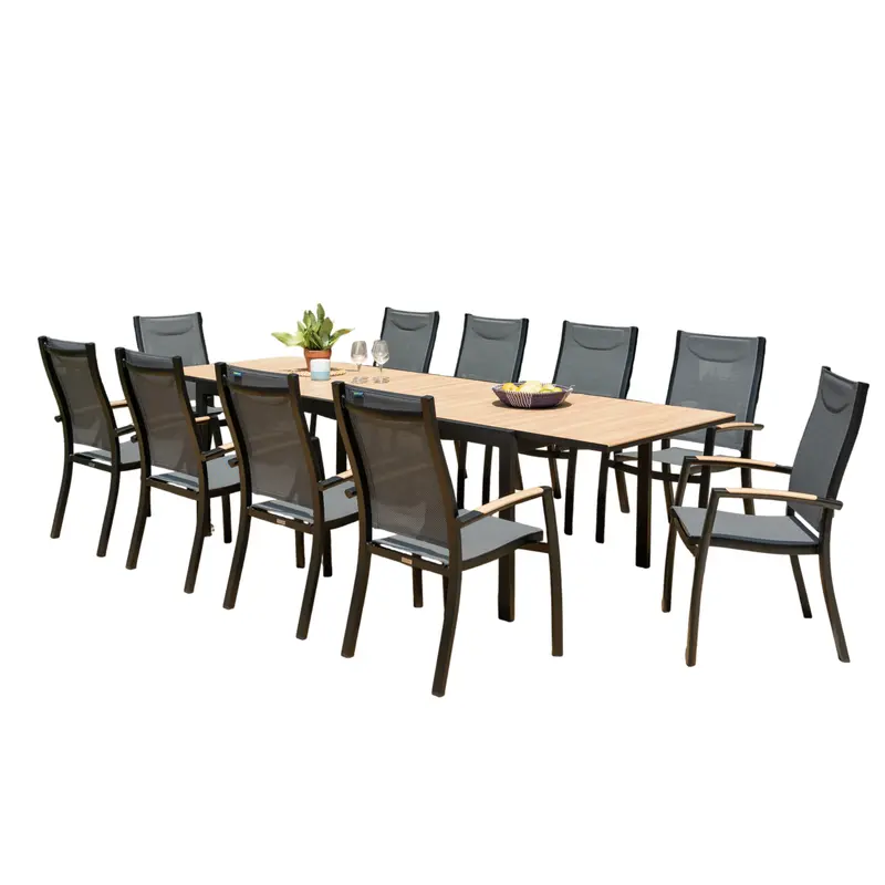 11-Piece Rectangular Extendable Outdoor Dining Set Featuring Aluprint Construction 1