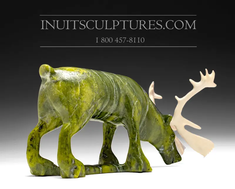 12-Inch Caribou Carving By Mathew Tikivik 1