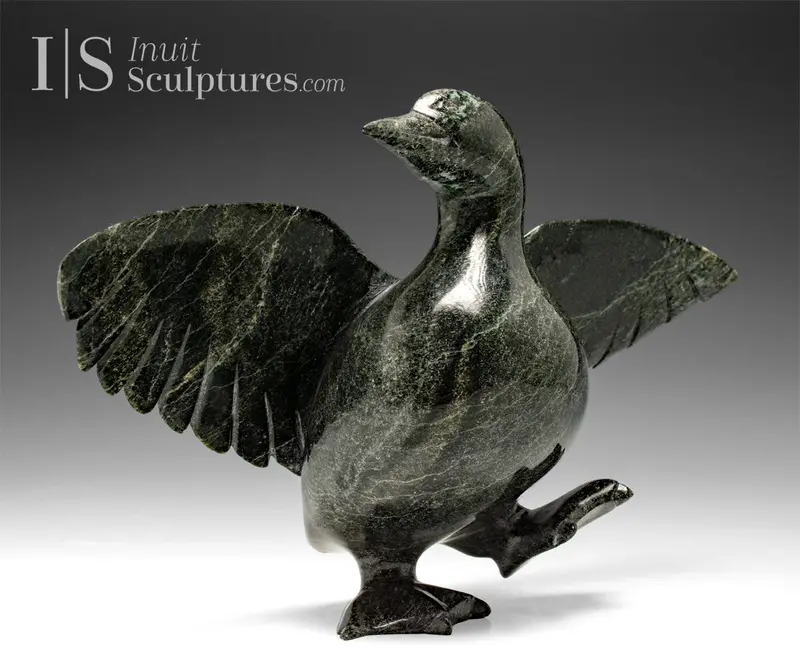 12-Inch Dancing Goose Sculpture By Pudlalik Shaa – 'Goose Step' 1