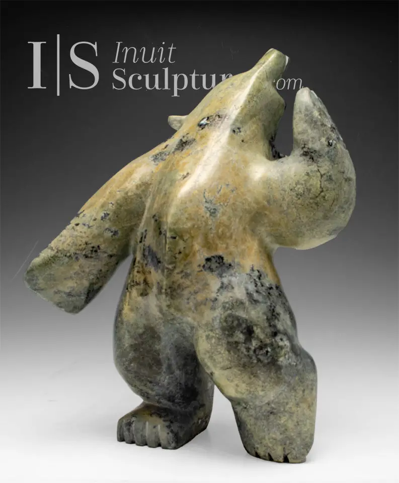 12-Inch Kinetic Dancing Bear By Kakee Ningeosiak – 'Lava' 1