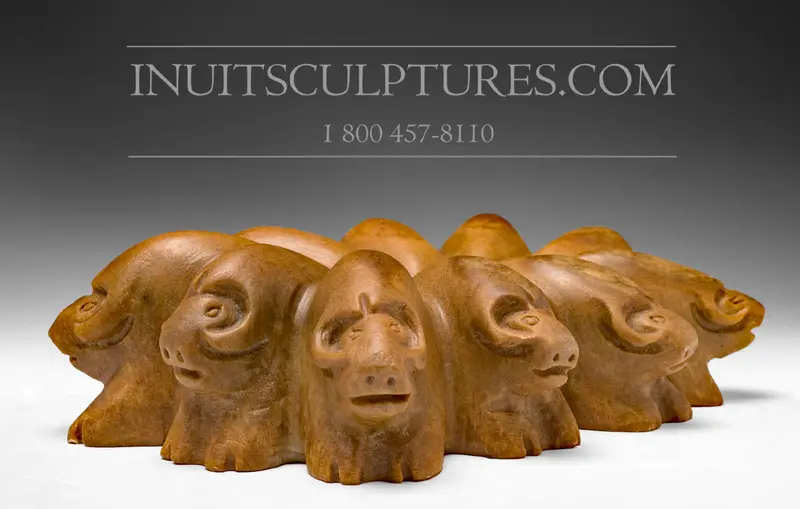 12-Inch Muskox Circle Sculpture By Jonasie Faber 1