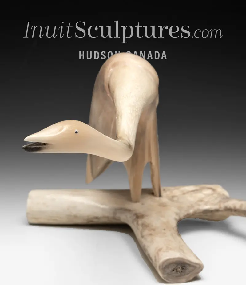 12-Inch Muskox Horn Crane Sculpture By Buddy Alikamik – 'Willem' Series 1
