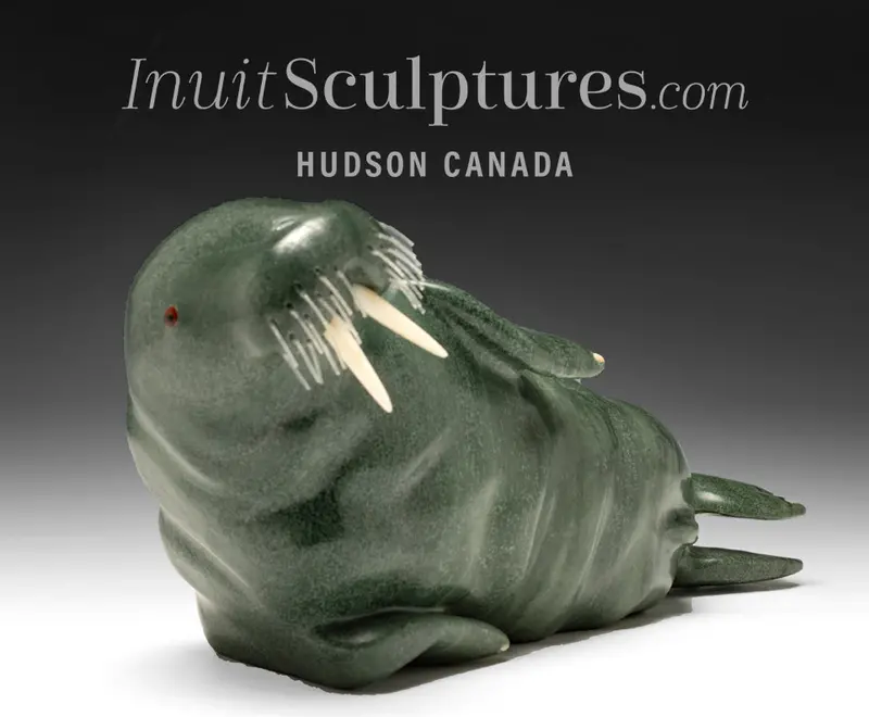 12-Inch Signature Basking Walrus By Jimmy Iqaluq – 'Hoover' 1