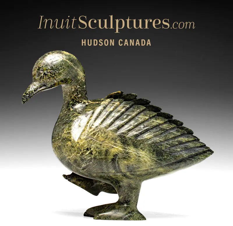 12-Inch Signature Goose Sculpture By Pudlalik Shaa – 'Reverence' 1