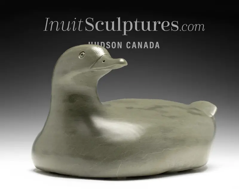 13-Inch Duck Carving Titled 'Lazy Day' By Celebrated Inuit Sculptor Paul Kavik 1