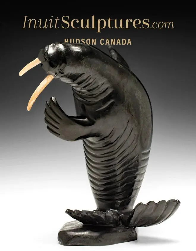13-Inch Playful Dancing Walrus Sculpture By Tim Alivaktuk – 'Top Gun' 1