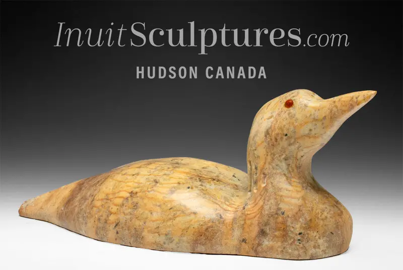 13-Inch Signature Loon Carving By Bill Nasogaluak – 'Tangerine' 1