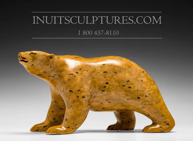 13-Inch Walking Bear Carving By Bill Nasogaluak – Masterwork Inuit Sculpture 1