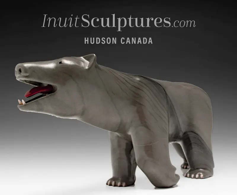 13" Walking Bear With Red Tongue By Jimmy Iqaluq *Smooth Talker* 1