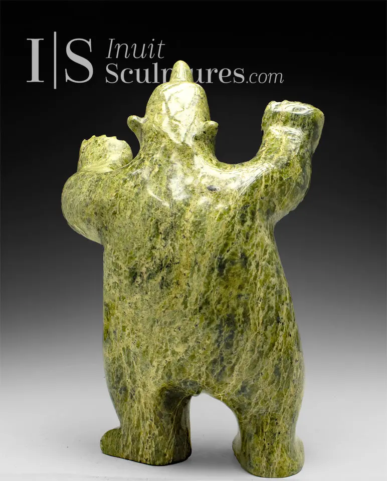 14-Inch Animated Bear Sculpture By Nuyalia Tunnillie – "Hello, World!" 1