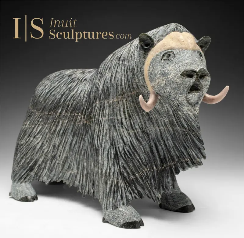 14-Inch Heartfelt Muskox Sculpture By Lucassie Ikkidluak — 'Full Of Heart' Limited Edition 1