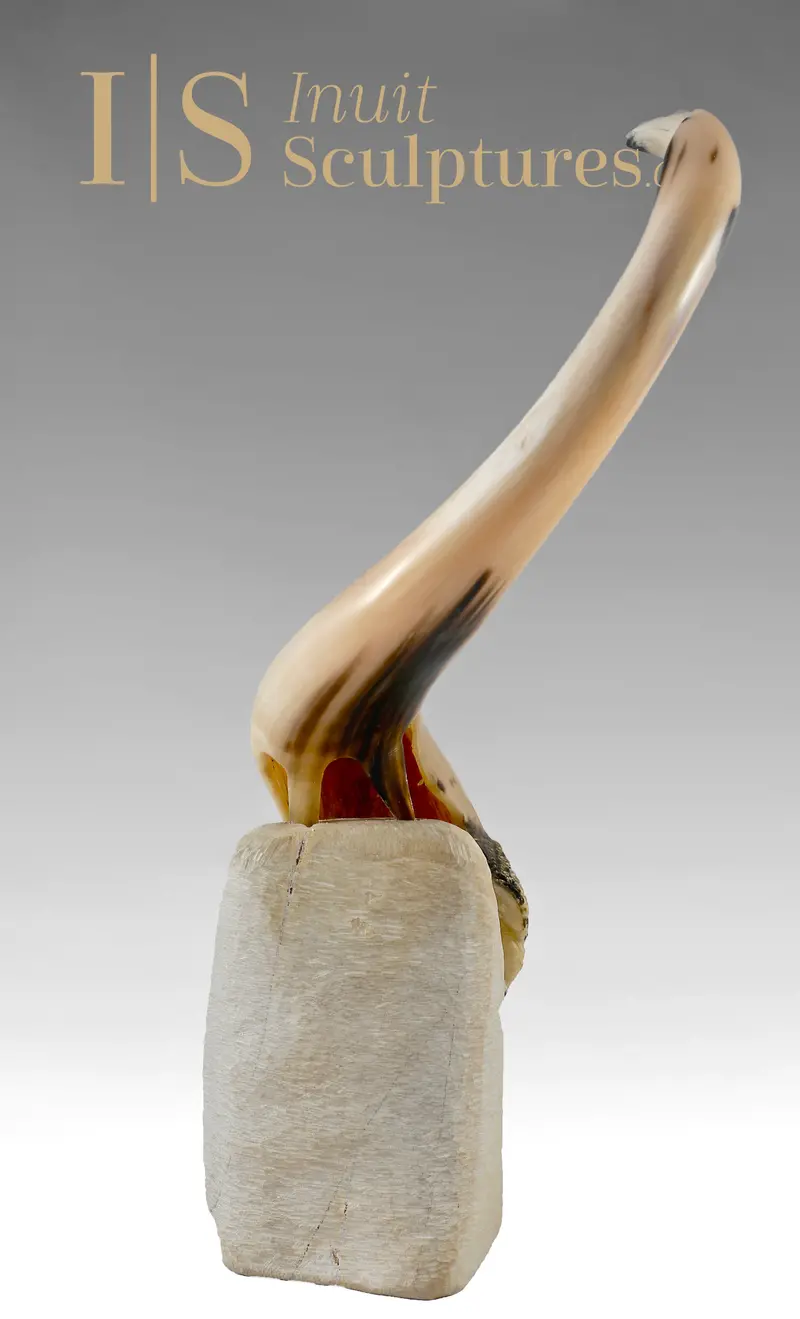 14-Inch Regal Crane Sculpture By Moses Kamookak – Gjoa Haven Artist, 'Romeo' 1