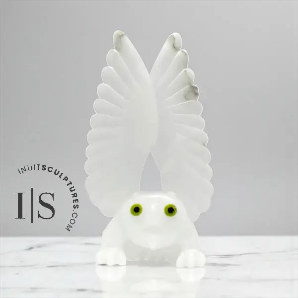 14" Owl Carving By Toonoo Sharky — 'White Cliff' 1