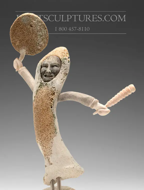 15-Inch Whale Bone Drum Dancer By Billy Merkosak — 'Bliss' 1