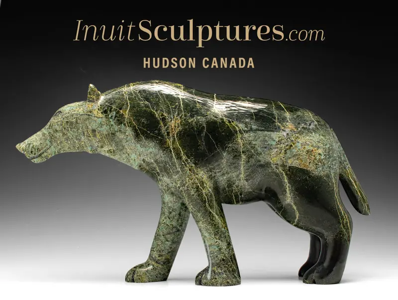15-Inch Wolf Carving By Matt Flaherty – 'Apollo' 1