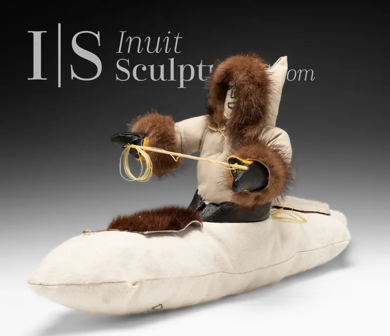 16-Inch Inuk In Kayak Textile Artwork By Dianne K. – 'Flotilla' 1