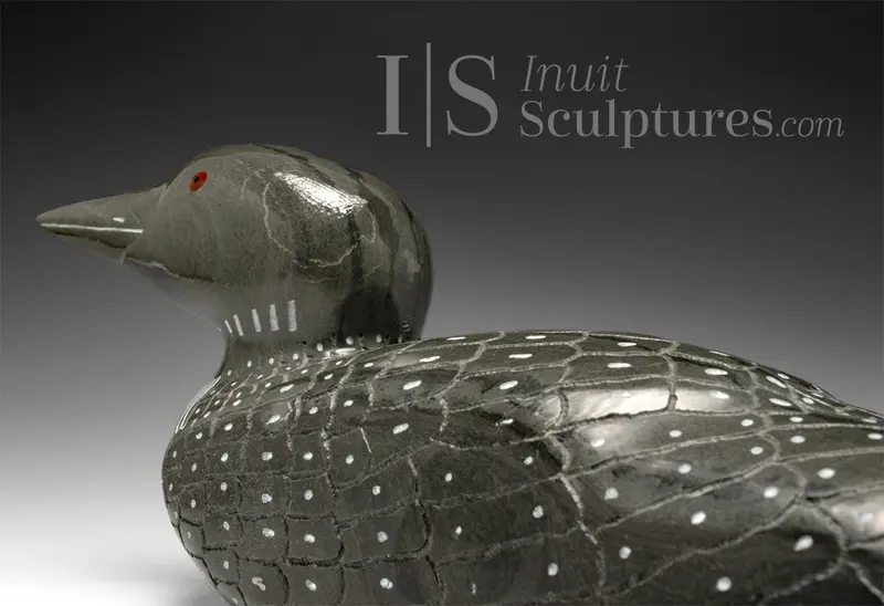 16-Inch Signed Loon Sculpture By Jimmy Iqaluq – 'Seasons' 1