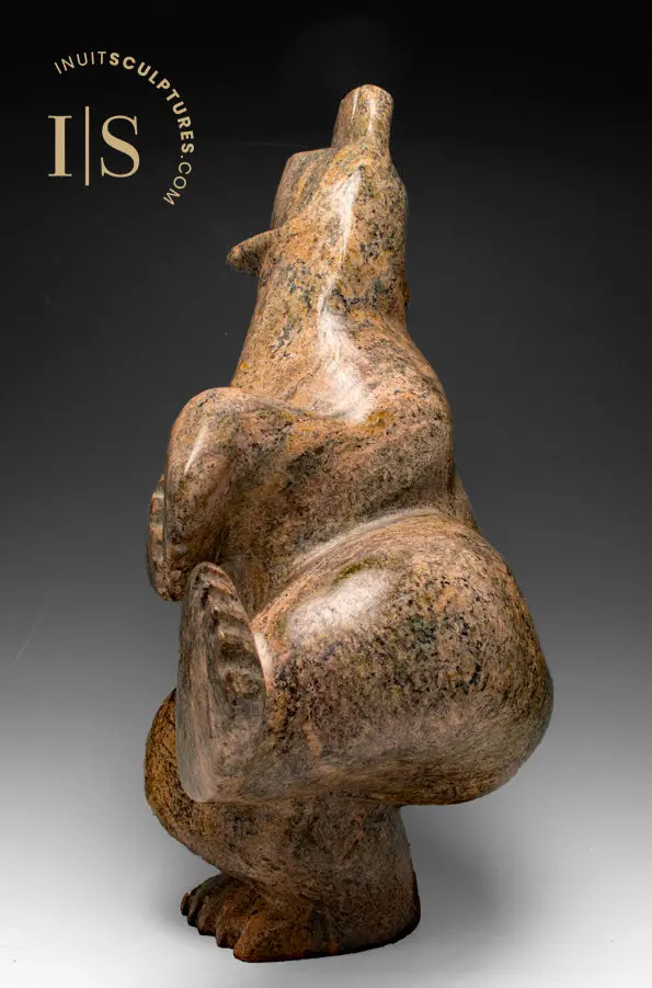 17-Inch Animated Bear Sculpture By Pits Oshutsiaq – 'Heartwood' 1