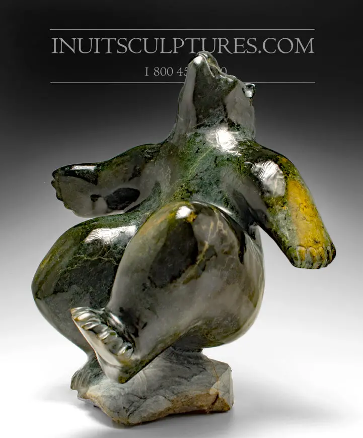 18-Inch Jolly Bear Sculpture By Master Jaco Ishulutaq 1