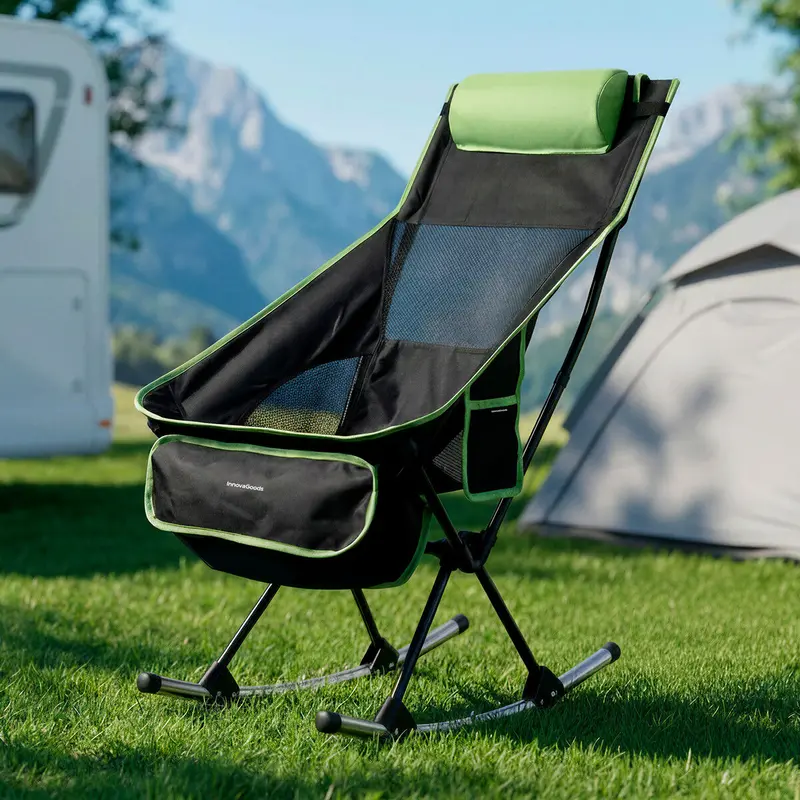 2-In-1 Foldable Camping Rocking Chair With Storage Pocket, Cushion & Carry Bag – Trillow By Innovagoods 1