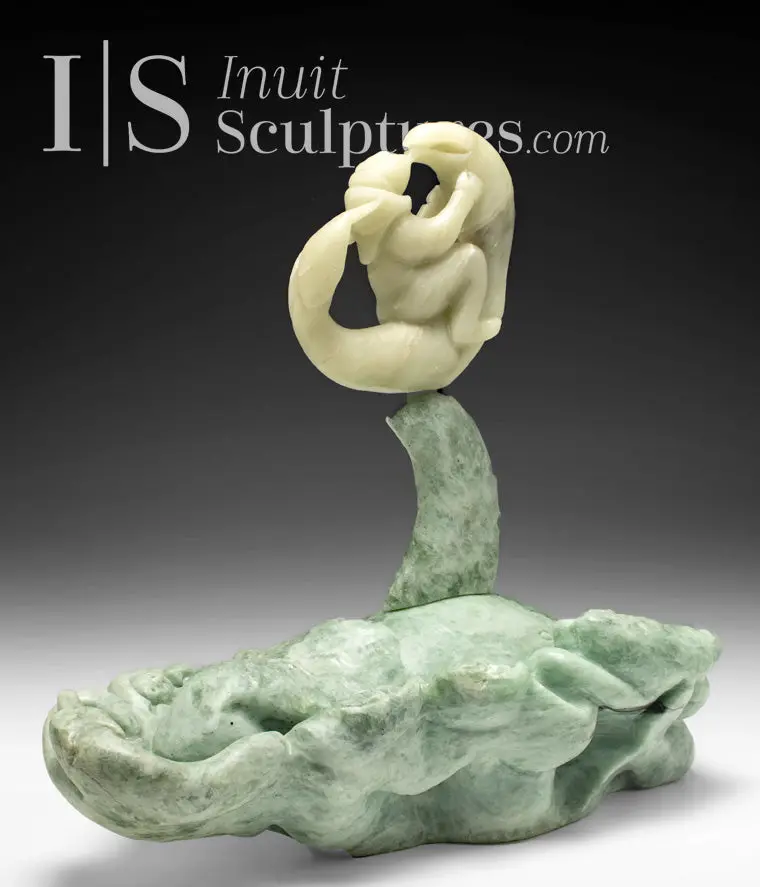 20-Inch Inuk Riding A Shark Sculpture By Jonasie Faber – Rein Concept 1