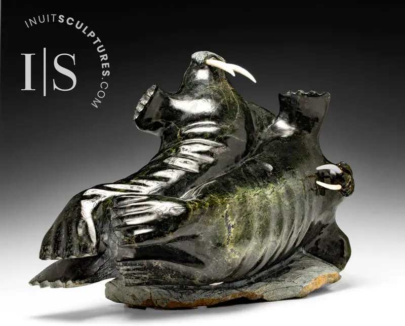 20-Inch Walrus Pair Sculpture By Jaco Ishulutak – A Fine Pairing 1