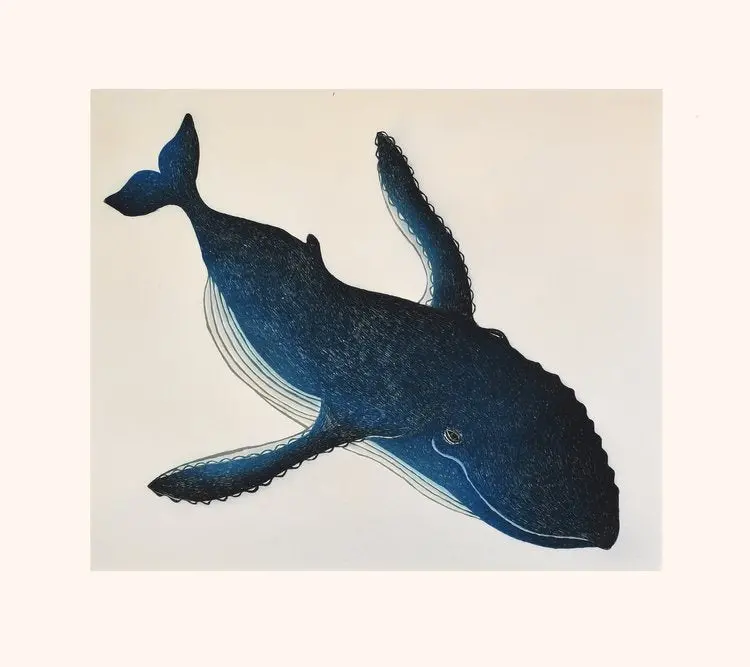 2022 Print: 'Diving Bowhead' By Quvianaqtuk Pudlat 1