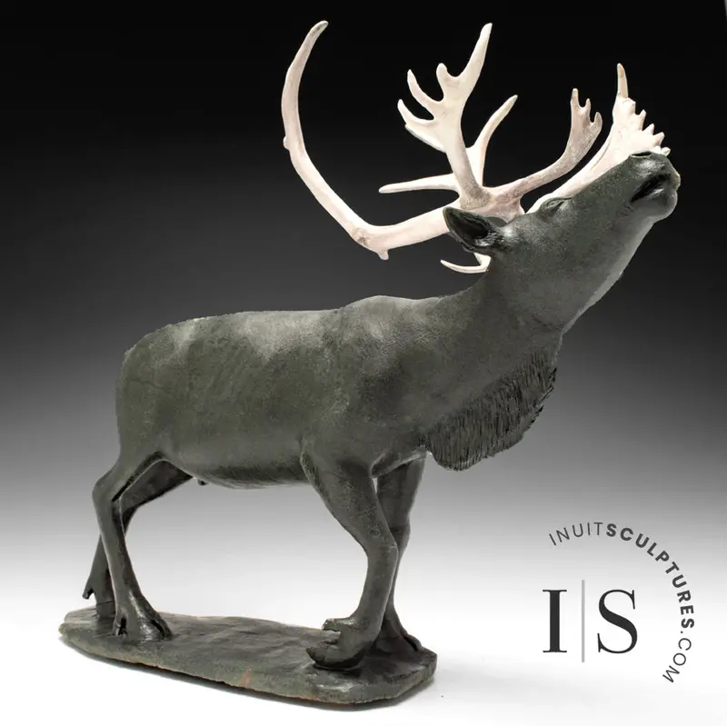 22-Inch Museum-Quality Caribou Sculpture By Paul Malliki – His Majesty Edition, Monumental Inuit Wildlife Art 1