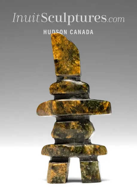 3-Inch Inukshuk Carving By Salomonie Shaa – Glowing Ember Edition 1
