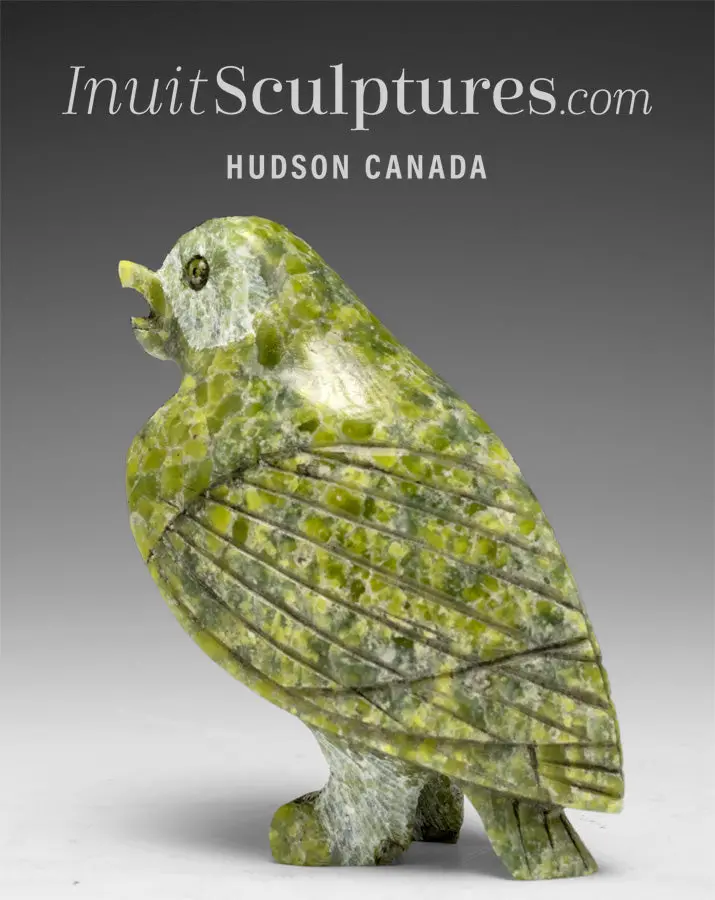 3-Inch Owl Carving By Late Suati Qimirpik — 'Hooty' Miniature Inuit Sculpture 1