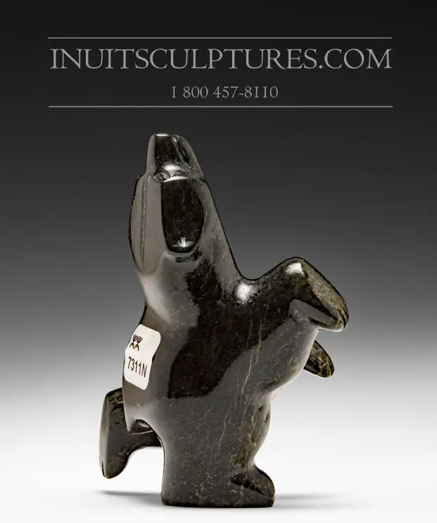 4-Inch Dancing Bear By Adamie Mathewsie – Compact, Animated Inuit Sculpture 1