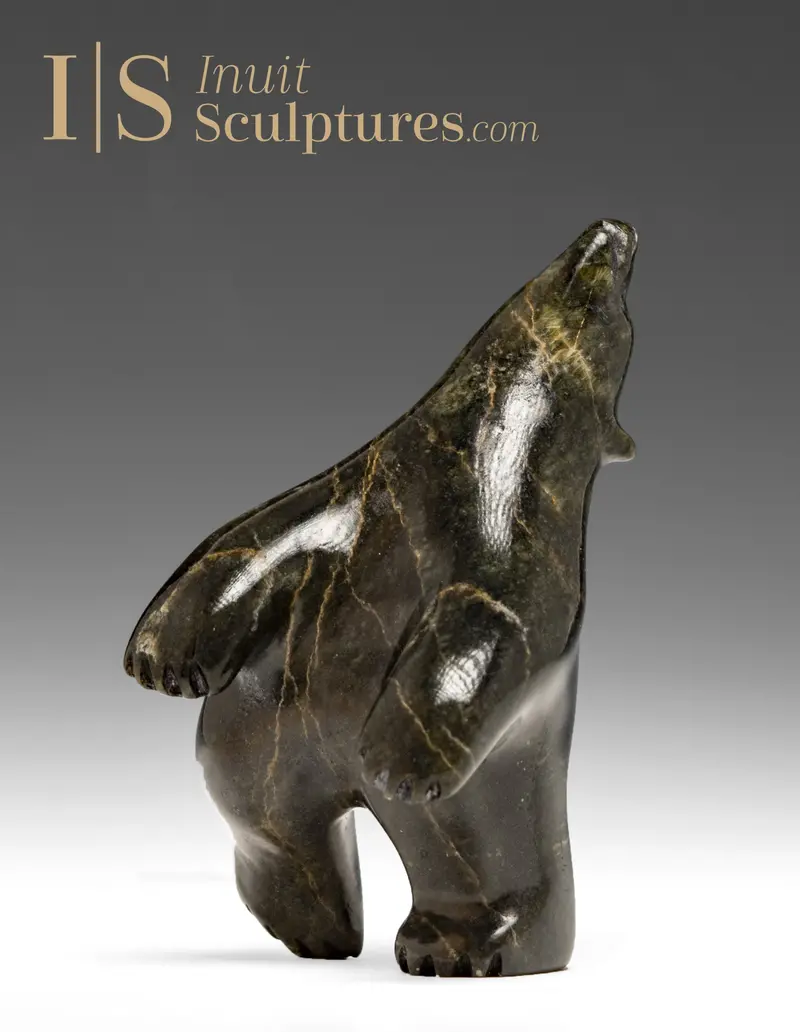 4-Inch Expressive Dancing Bear Sculpture By Allan Sheutiapik – 'Irrepressible' 1