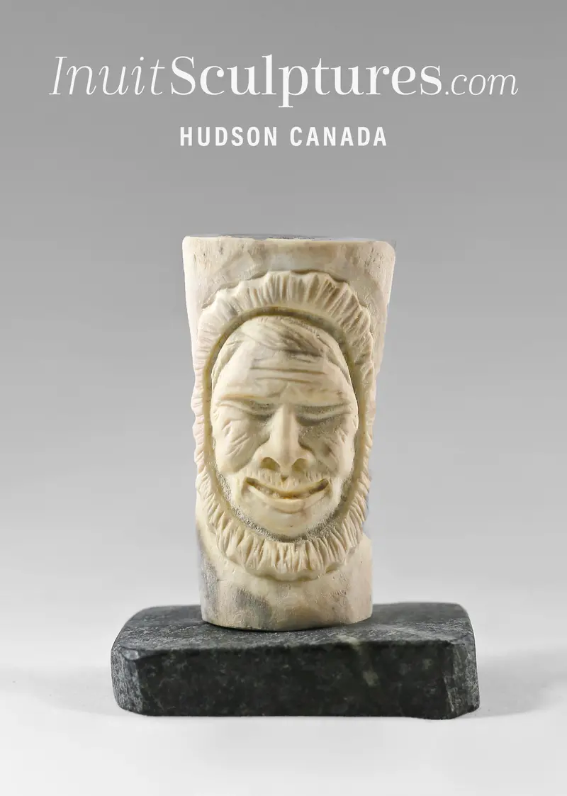 4-Inch Inuk Face Carving By Lucas Aaluk – Life Story Motif 1