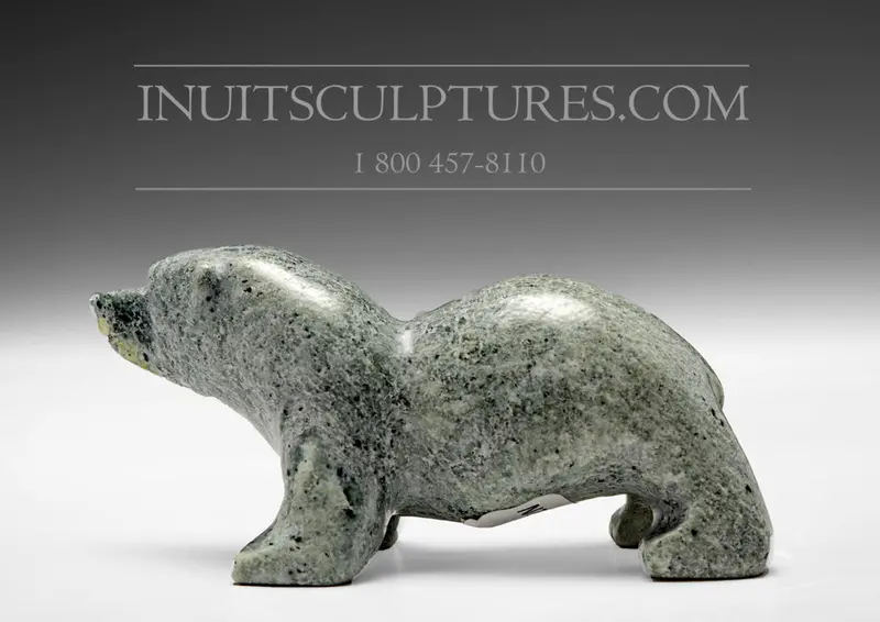4-Inch Walking Bear Sculpture By Allen Oshutsiaq 1