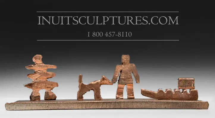 5-Inch Inuit Family Scene Carving: Man, Wife & Dog By Johnny Kadlutsiak – A Man, His Wife And His Dog 1