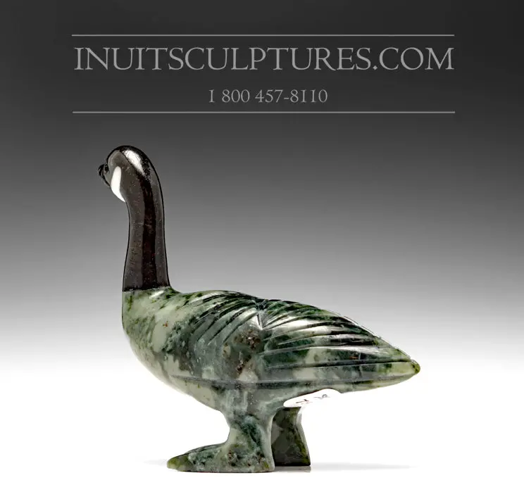 5-Inch Vibrant Green Canada Goose Carving By Johnysa Mathewsie 1