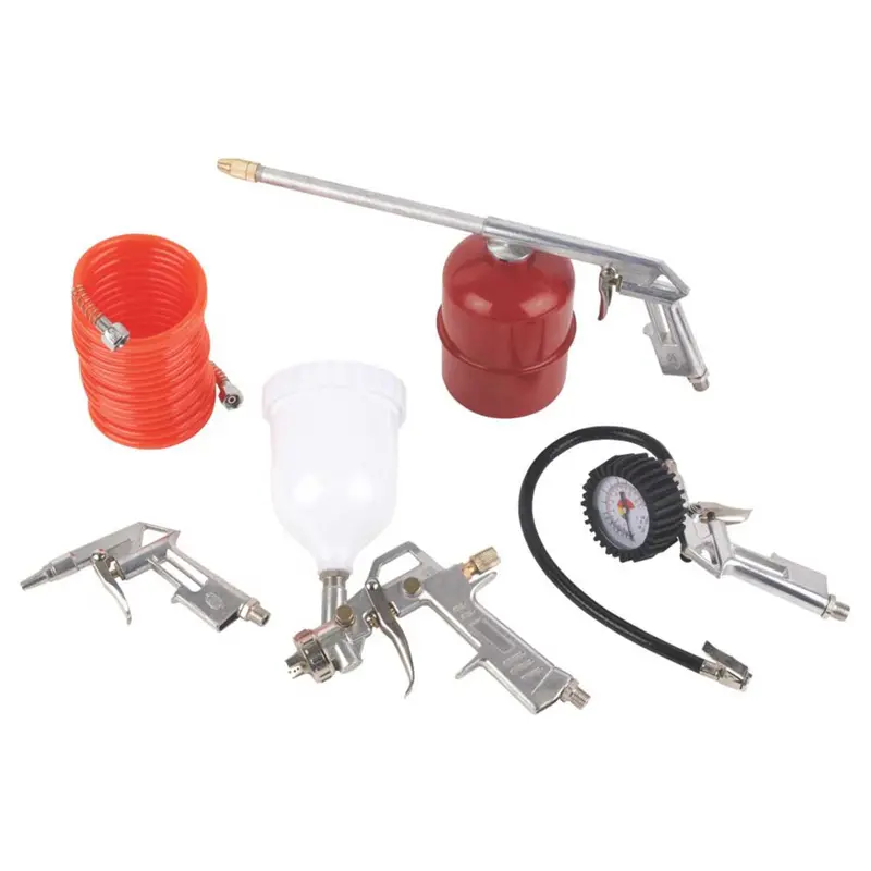 5-Piece Air Tool Accessory Kit – Tyre Inflator, Spray Gun, Blower, Hose & Gravity Feed Cup 1