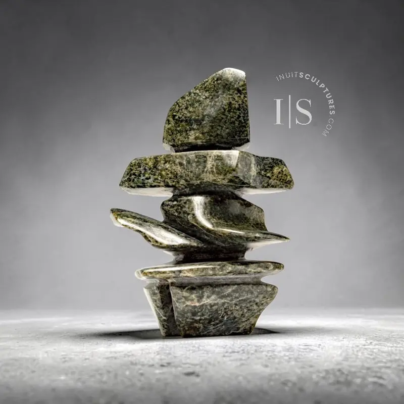 6-Inch Cypress-Themed Inukshuk By Mathewsie Oshutsiaq 1