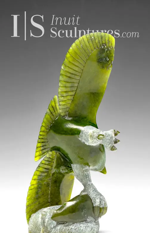 6-Inch Eagle Versus Fish Carving By Pitseolak Qimirpik 1