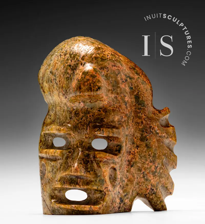 6-Inch Hand-Carved Mask 'Bandit' By Kudlu Kellyapalik 1