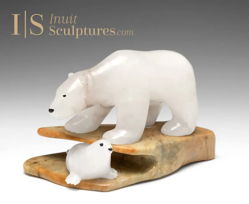 6-Inch Inuit Polar Bear And Seal Pair By Peter K. – Amigos 1