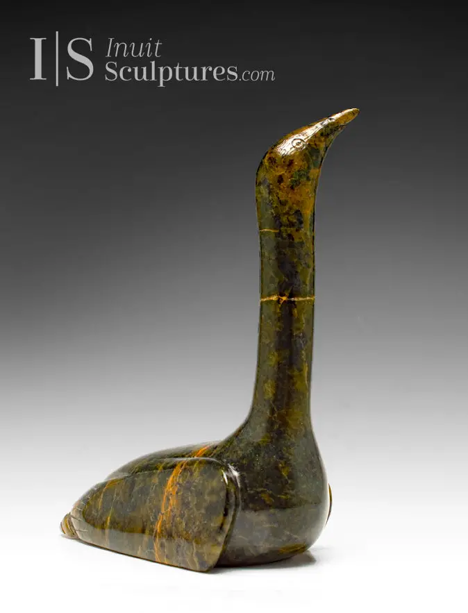 6-Inch Ptarmigan Bird Sculpture By Mosesee Kolola – 'Cluck' 1
